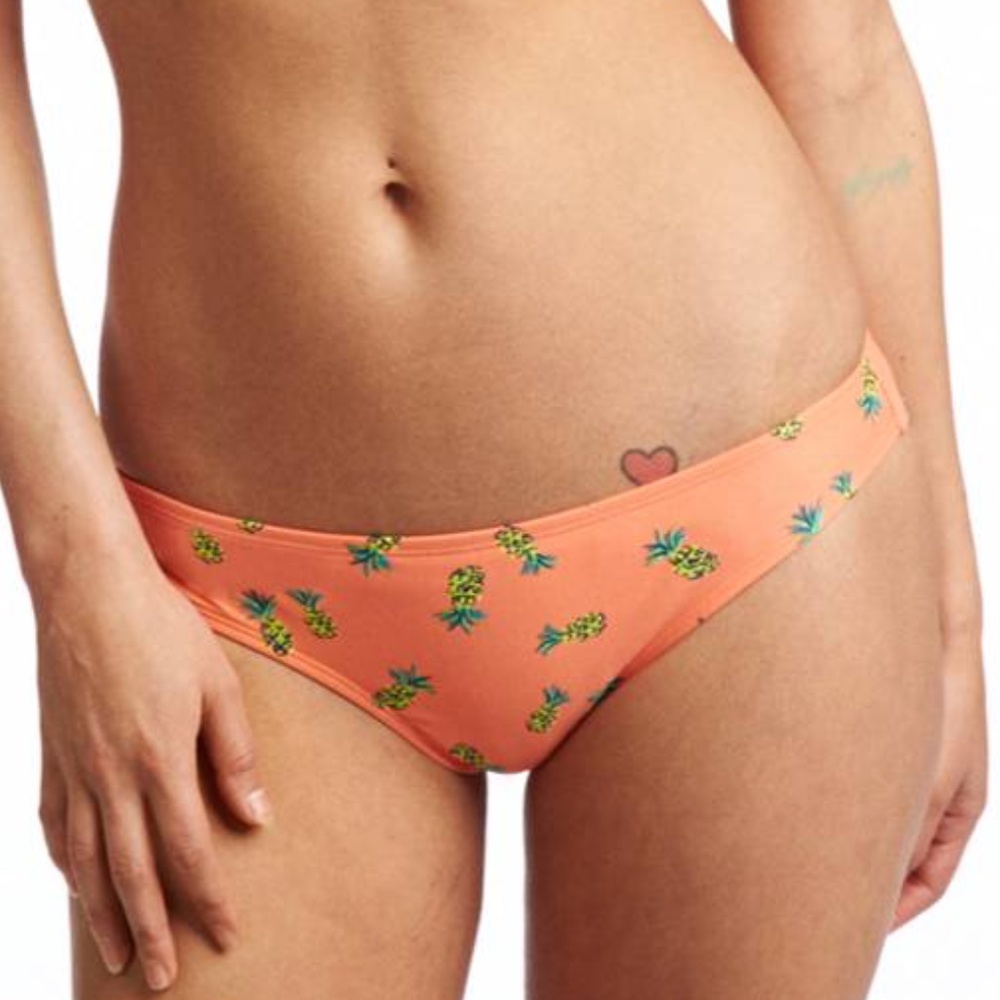 AERIE Pineapple Beach Bottom S Orange Low Rise